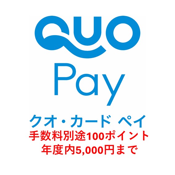 QUOカードPay　※令和8年4月～令和8年12月25日の間で上限5,000円まで ※手数料別途100ポイント